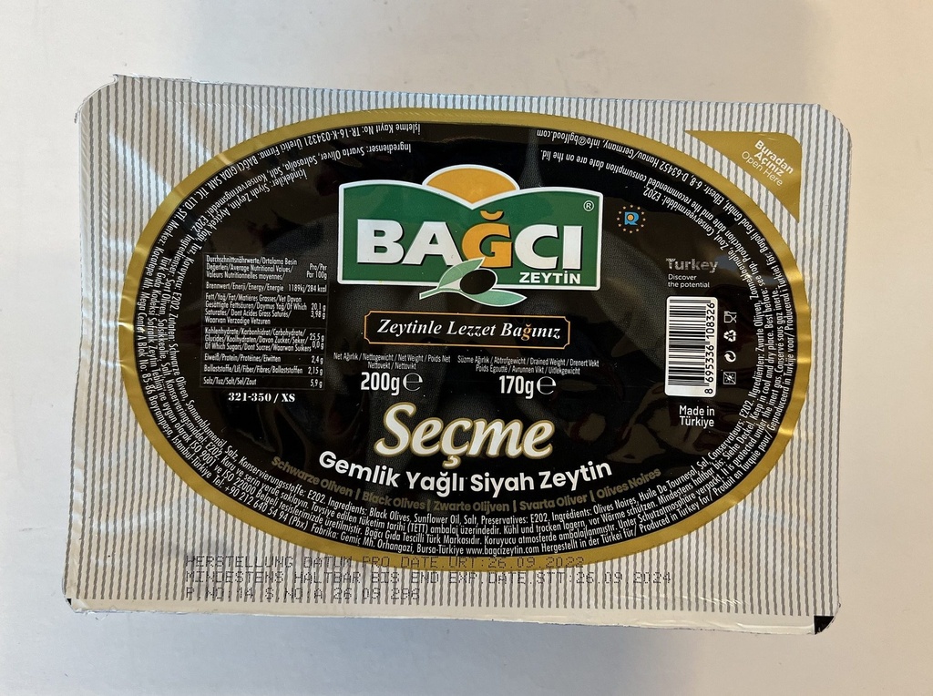 Natūralius juodosios alyvuogės su kauli. BAĞCI