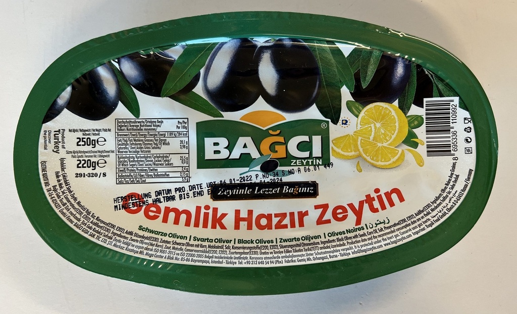 Natūralius juodosios alyvuogės su kauli. BAĞCI