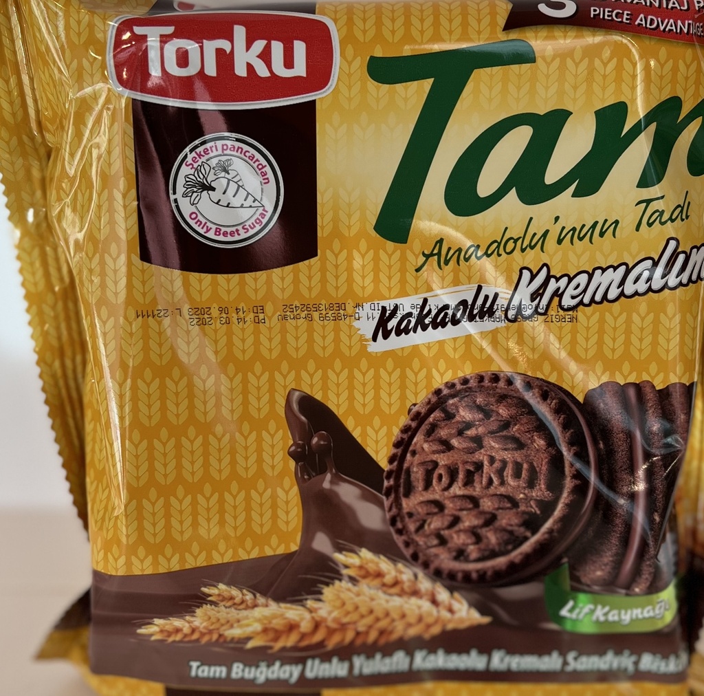 Viso grūdo kviečių šokoladiniai sausainiai su kakavos kremu TORKU