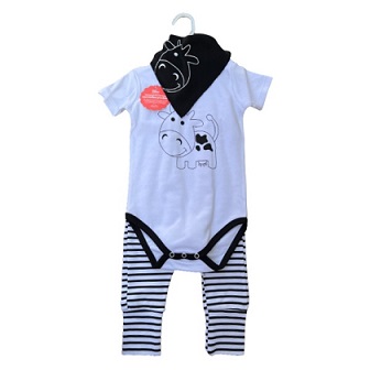 Šliaužtinuko trump. rankovėmis, kelnių ir skarelės komplektas 18-24mėn.