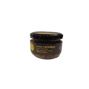 Olive tapenade with oregano, thyme, pepper, lemon