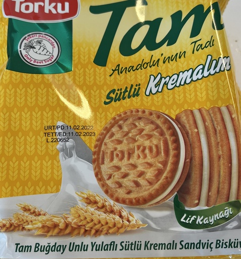 Viso grūdo sausainiai su pienišku kremu TORKU 249g